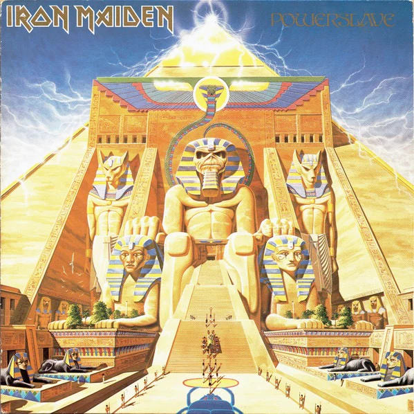 IRON MAIDEN, Powerslave (EMI; POWER 1, UK 1984, Textured Sleeve, Inner With Square Corners) LP VG/VG