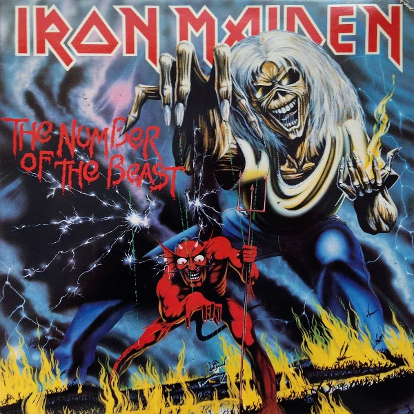 IRON MAIDEN, The Number Of The Beast (Fame Cream, With Red Grid; FA 3178, UK 1987 Reissue) LP G+/G+