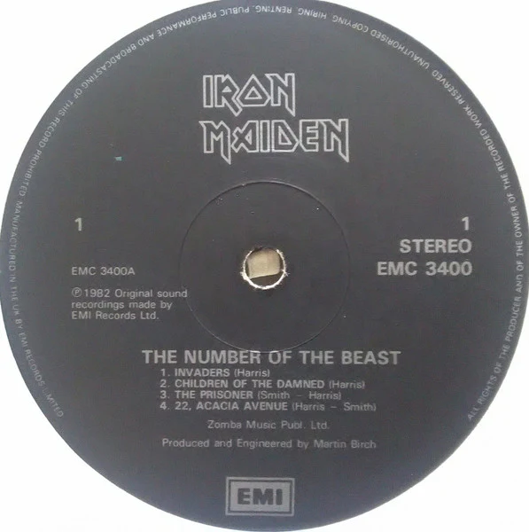 IRON MAIDEN, The Number Of The Beast (EMI Black Labels; EMC 3400, UK 1986 Reissue, Inner) LP VG/G+ - Image 3
