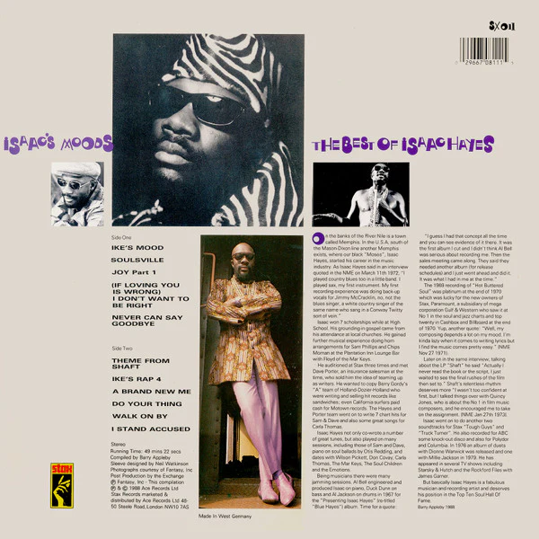 ISAAC HAYES, Isaac's Moods (Stax; SX 011, UK 1988) LP VG/VG - Image 2
