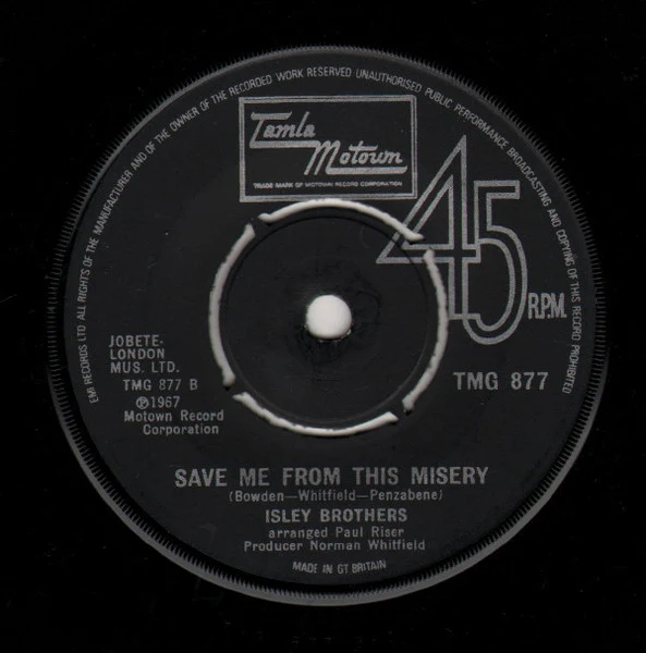 ISLEY BROTHERS, Tell Me It's Just A Rumour Baby / Save Me From This Misery (Tamla Motown; TMG 877, UK 1973 Reissue, Plain Sleeve, 4 prong centre) 7" /G+ - Image 2