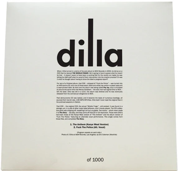 J DILLA, The Middle Finger (Pay Jay Productions; PJ 014, US 2016, Limited Edition of 1000) 12" VG+/VG+ - Image 2