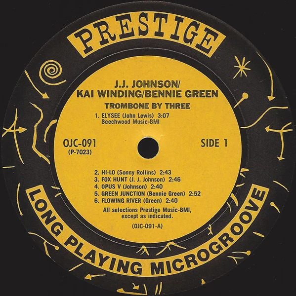 J J JOHNSON / KAI WINDING / BENNY GREEN, Trombone By Three (Original Jazz Classics; OJC-091, US 1984 Reissue) LP VG/VG+ - Image 3