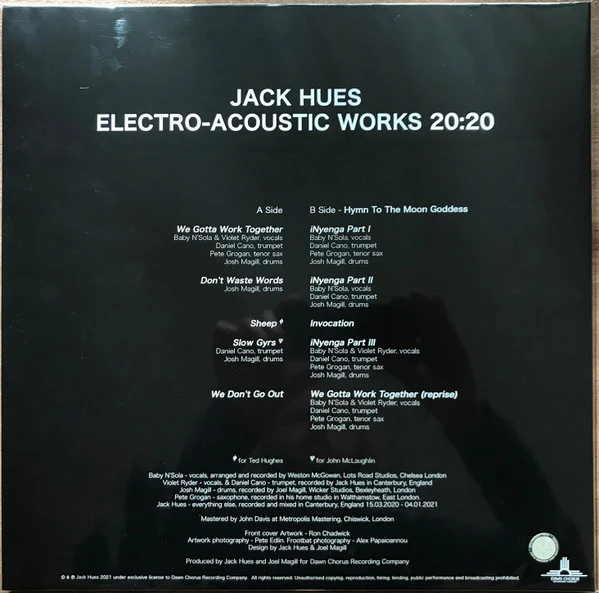 JACK HUES, Electro-Acoustic Works 20:20 (Dawn Chorus Recording Company; DCRC025, UK 2021, Picture Sleeve, Inner, Orange vinyl, plus bonus 7") LP VG+/EX - Image 2