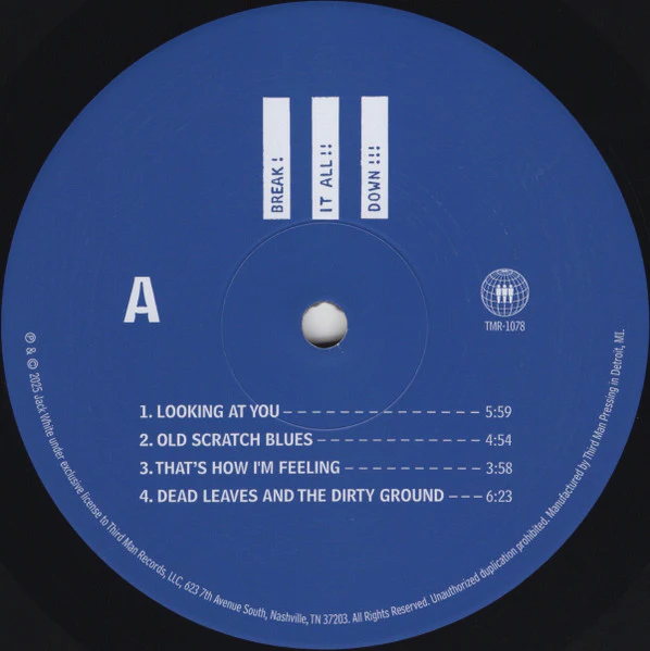 JACK WHITE, Break It All Down!!! (Third Man Records; TMR 1078, US 2025, Book-Style Gatefold, Poster & Photo, Blue Vinyl, White Vinyl, Single Black Vinyl, Embroided Patch) LP EX/EX - Image 3