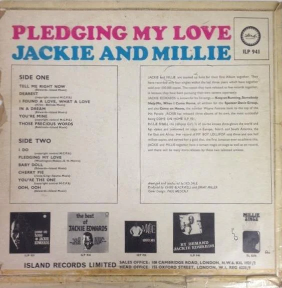 JACKIE AND MILLIE, Pledging My Love (Island Records; ILP 941, UK 1966, Laminated Flipback Sleeve), SALE - Up to 50% Off the Original Price LP G/G - Image 2