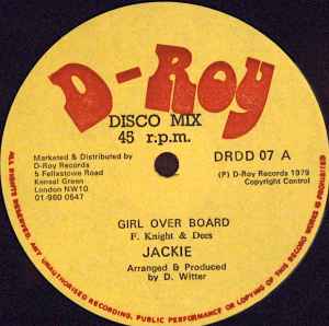 JACKIE / D-ROY BAND, Girl Over Board / 42nd Street Dub (D-Roy Records; DRDD 07, UK 1979, Company Sleeve) 12" VG/VG