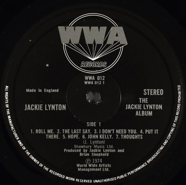 JACKIE LYNTON, The Jackie Lynton Album (WWA; WWA 012, UK 1974, Laminated Sleeve, Insert, ex Savoy Brown) LP VG/VG+ - Image 3