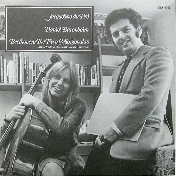 JACQUELINE DU PRE, DANIEL BARENBOIM, Beethoven: The Five Cello Sonatas "Magic Flute" And "Judas Maccabaeus" Variations (HMV Red, B&W Nipper Box; SLS 5042, UK 1976, Box Set, Booklet) 3xLP VG/VG - Image 2