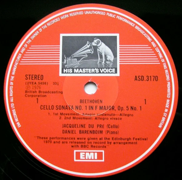 JACQUELINE DU PRE, DANIEL BARENBOIM, Beethoven: The Five Cello Sonatas "Magic Flute" And "Judas Maccabaeus" Variations (HMV Red, B&W Nipper Box; SLS 5042, UK 1976, Box Set, Booklet) 3xLP VG/VG - Image 3