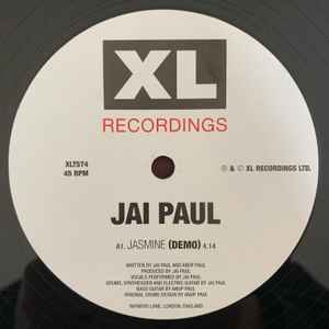 JAI PAUL, Jasmine (Demo) / Instrumental (XL Recordings; XLT574, UK 2012, Die Cut Textured Company Sleeve in Stickered Plastic Sleeve) LP VG+/VG+ - Image 3