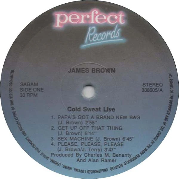 JAMES BROWN, Cold Sweat Live! (Perfect Records; 338605, Belgium 1986), SALE - Up to 50% Off the Original Price LP VG/VG+ - Image 3