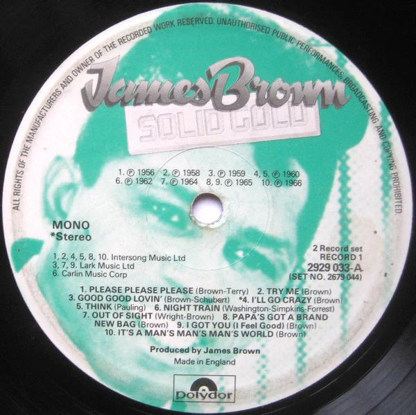 JAMES BROWN, Solid Gold - 30 Golden Hits (Polydor; 2679 044, UK 1977, Gatefold, Mono & Stereo) 2xLP VG/G+ - Image 3