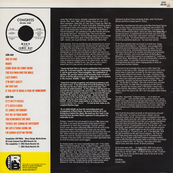 JAMES RAY, Itty Bitty Pieces (Charly R&B; CRB 1065, UK 1983), SALE - Up to 50% Off the Original Price LP VG/VG+ - Image 2