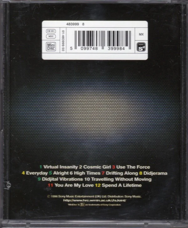 JAMIROQUAI, Travelling Without Moving (Sony Soho Square ; 483999 8, UK 1996, Minidisc Case) Minidisc VG+/VG+ - Image 2
