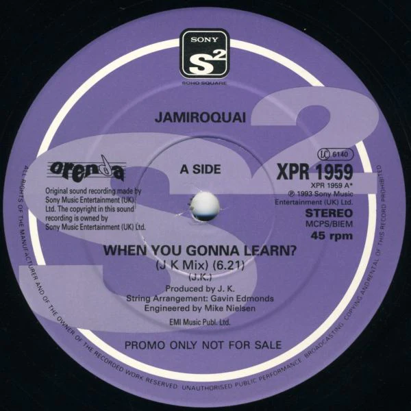JAMIROQUAI, When You Gonna Learn (Sony Soho Square; XPR 1959, UK 1993, Promo, Plain Sleeve) 12" /VG+