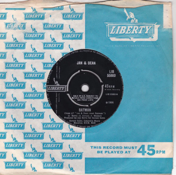 JAN & DEAN, Batman / Bucket "T" (Liberty; LIB 55860, UK 1963, Company Sleeve), SALE - Up to 50% Off the Original Price 7" VG/EX - Image 3