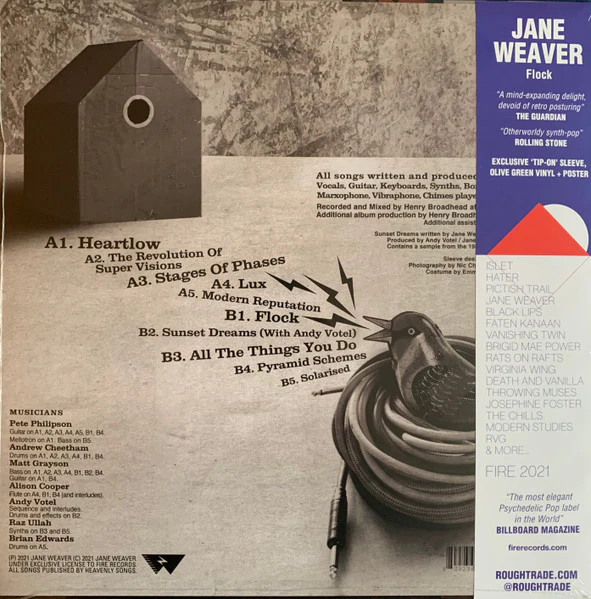 JANE WEAVER, Flock (Fire Records; FIRELP544, UK 2021, Postcard, Poster, Olive Green Vinyl, No CD, With Obi) LP VG+/VG+ - Image 2