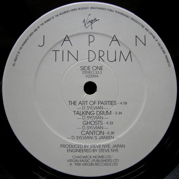JAPAN, Tin Drum (Virgin; V2209, UK 1981, No Poster, "Utopia" Matrix) LP VG/VG - Image 3