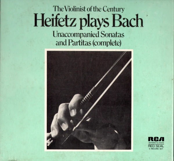 JASCHA HEIFETZ, Heifetz Plays Bach - Unaccompanied Sonatas and Partitas (Complete) (RCA Red Seal; SER 5669/71, UK 1970s, Box Set, Booklet) 3xLP VG/VG