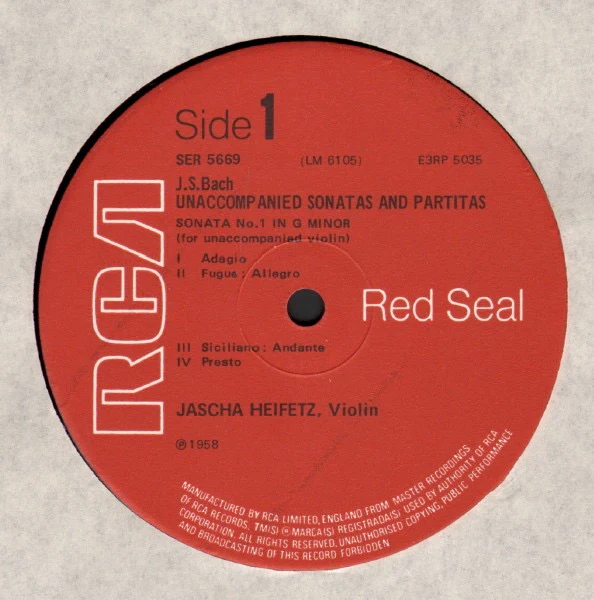 JASCHA HEIFETZ, Heifetz Plays Bach - Unaccompanied Sonatas and Partitas (Complete) (RCA Red Seal; SER 5669/71, UK 1970s, Box Set, Booklet) 3xLP VG/VG - Image 3