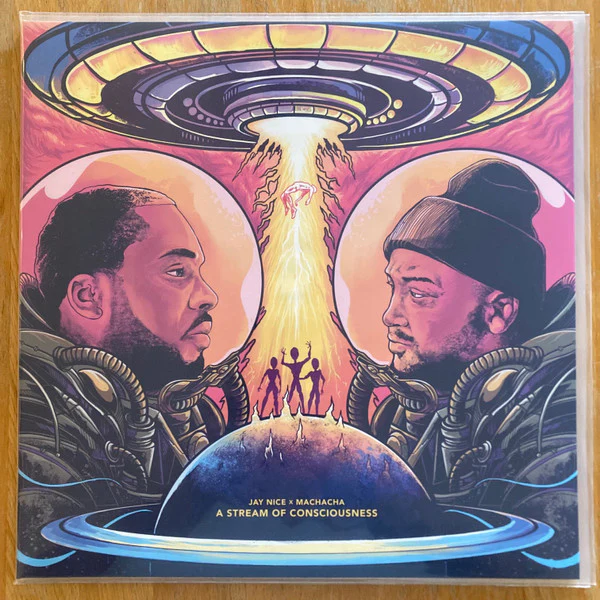 JAY NICE & MACHACHA, A Stream Of Consciousness (Copenhagen Crates; CC063, Denmark 2021, Limited Edition, Numbered 7/100, Hot Pink & Blue Swirl) LP VG+/VG+