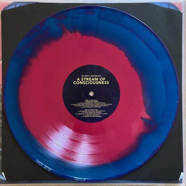 JAY NICE & MACHACHA, A Stream Of Consciousness (Copenhagen Crates; CC063, Denmark 2021, Limited Edition, Numbered 7/100, Hot Pink & Blue Swirl) LP VG+/VG+ - Image 3