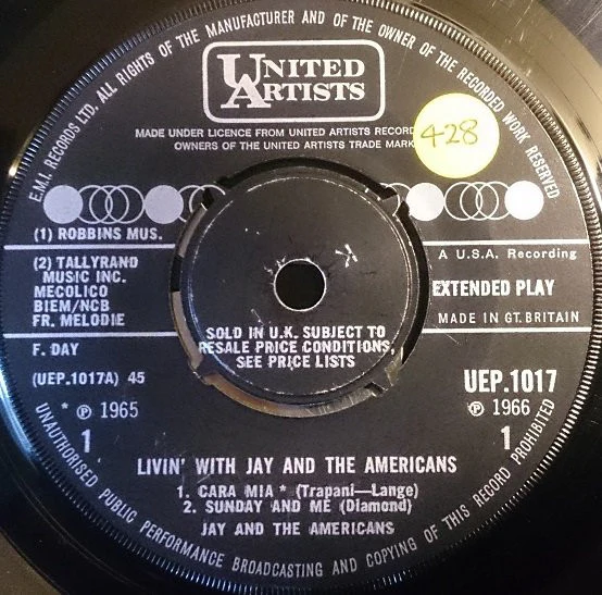 JAY & THE AMERICANS, Livin' With Jay And The Americans (United Artists Records ; UEP.1017, UK 1966) 7" EP VG+/VG - Image 3