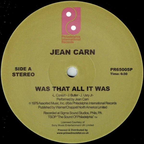 JEAN CARN, Was That All It Was (PIR; PR65005P, UK 2018 Reissue, Die Cut Company Sleeve) 12" G/G+