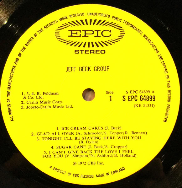 JEFF BECK GROUP, Jeff Beck Group (Epic; EPC 64899, UK 1972) LP VG/G+ - Image 3