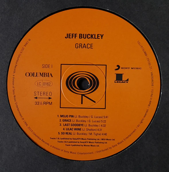 JEFF BUCKLEY, Grace (Legacy; 88875147701, Europe 2015 Reissue, Insert, 180 Gram Vinyl) LP VG+/VG+ - Image 3