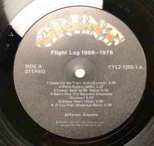 JEFFERSON AIRPLANE, Flight Log (Grunt; CYL2-1255, US 1977, Textured Gatefold Sleeve, 2 Inners & Booklet) 2xLP VG/VG - Image 3