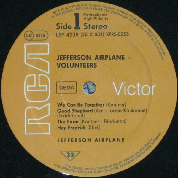 JEFFERSON AIRPLANE, Volunteers (RCA Victor With GEMA Box & LC On Labels; LSP 4238, Germany 1970s Reissue) LP VG/VG+ - Image 3