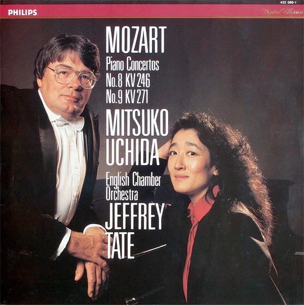 JEFFREY TATE, MITSUKO UCHIDA, ENGLISH CHAMBER ORCHESTRA, Mozart: Piano Concertos No.8 KV 246 / No.9 KV 271 (Philips; 432 086-1, Europe 1992) LP VG+/VG+