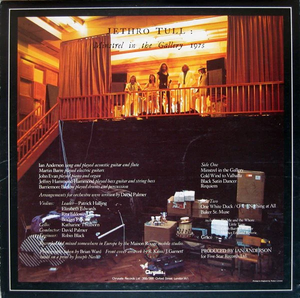 JETHRO TULL, Minstrel In the Gallery (Chrysalis Green ; CHR 1082, UK 1975, No inner, Rear Of Sleeve Printed Upside Down.) LP VG+/VG+ - Image 2