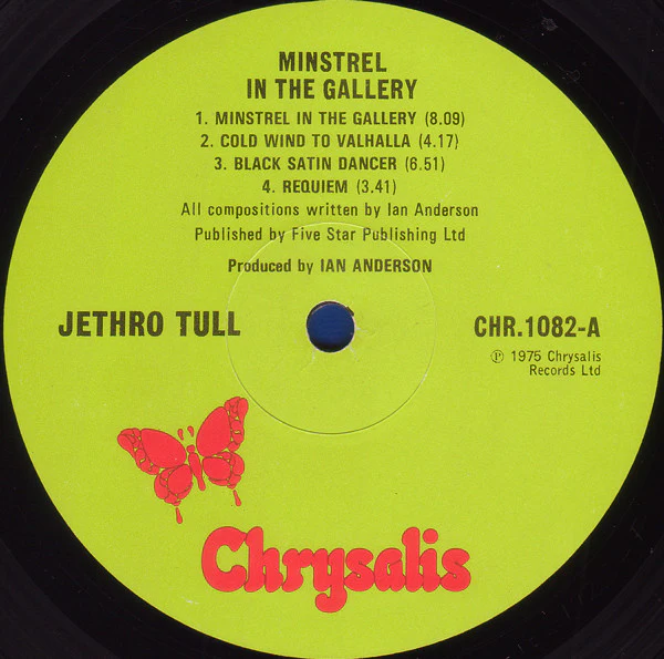 JETHRO TULL, Minstrel In the Gallery (Chrysalis Green ; CHR 1082, UK 1975, No inner, Rear Of Sleeve Printed Upside Down.) LP VG+/VG+ - Image 3