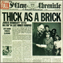 JETHRO TULL, Thick as a Brick (Chrysalis Green Without Island Rim Text; CHR 1003, UK 1973 Reissue, Fold Out Newspaper Sleeve, Porky / Pecko Matrix) LP G+/VG