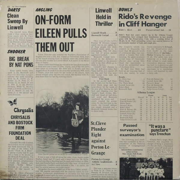 JETHRO TULL, Thick as a Brick (Chrysalis Green Without Island Rim Text; CHR 1003, UK 1973 Reissue, Fold Out Newspaper Sleeve, Porky / Pecko Matrix) LP G+/VG - Image 2