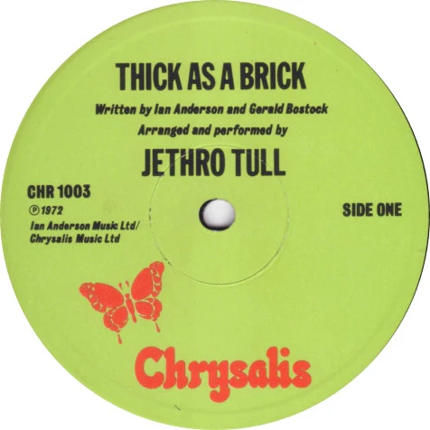 JETHRO TULL, Thick as a Brick (Chrysalis Green Without Island Rim Text; CHR 1003, UK 1973 Reissue, Fold Out Newspaper Sleeve, Porky / Pecko Matrix) LP G+/VG - Image 3