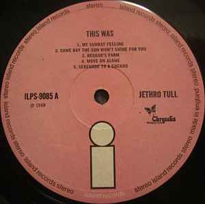 JETHRO TULL, This Was (Island Pink/i logo; ILPS9085, UK 1969 Reissue, Laminated Gatefold Sleeve, Stereo) LP VG+/VG - Image 3