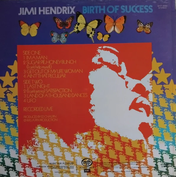 JIMI HENDRIX, Birth Of Success (Music For Pleasure; MFP 50053, Netherlands 1970s Reissue, Laminated Sleeve, Made in Holland, Manufactured By EMI on Rear Sleeve) LP VG/VG - Image 2