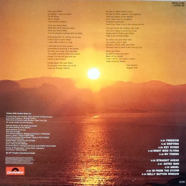 JIMI HENDRIX, The Cry of Love (Polydor; SPELP98, UK 1985 Reissue, Single Sleeve) LP VG/G+ - Image 2