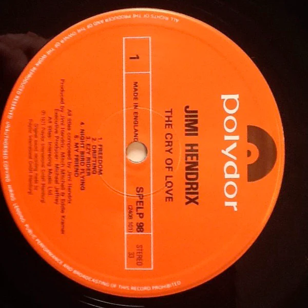 JIMI HENDRIX, The Cry of Love (Polydor; SPELP98, UK 1985 Reissue, Single Sleeve) LP VG/G+ - Image 3