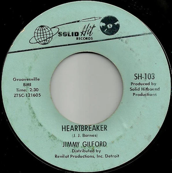 JIMMY GILFORD, I Wanna Be Your Baby / Heartbreaker (Solid Hit; SH-103, US 1966) 7" /G - Image 2