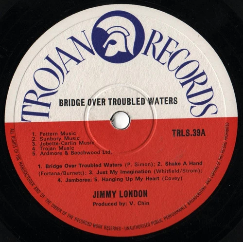 JIMMY LONDON, Bridge Over Troubled Waters (Trojan Orange/White; TRLS 39, UK 1972, Laminated Front Sleeve) LP VG/G+ - Image 3