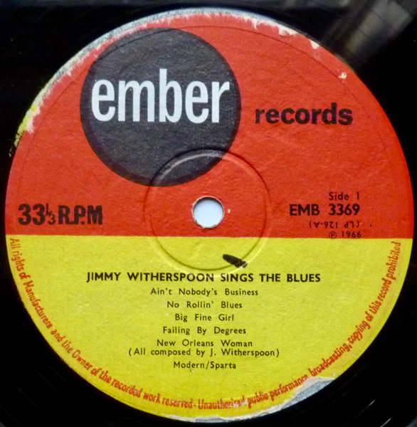 JIMMY WITHERSPOON, A Spoonful of Blues (Ember; EMB 3369, UK 1966) LP VG+/VG - Image 2