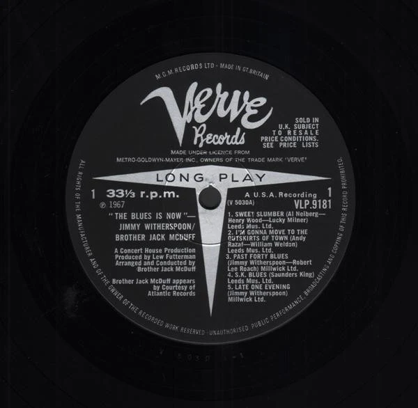 JIMMY WITHERSPOON WITH BROTHER JACK MCDUFF, The Blues Is Now (Verve Records; VLP 9181, UK 1967), SALE - Up to 50% Off the Original Price LP G+/G+ - Image 3