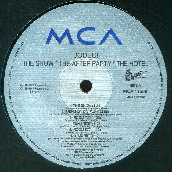 JODECI, The Show The After Party The Hotel (MCA Records; MCA 11258, UK 1995, Picture Sleeve, 2 Inners) 2xLP VG/G+ - Image 2