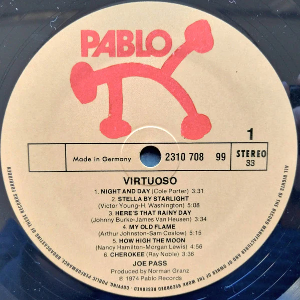 JOE PASS, Virtuoso (Pablo Records; 2310 708, Germany 1974) LP VG/VG - Image 3