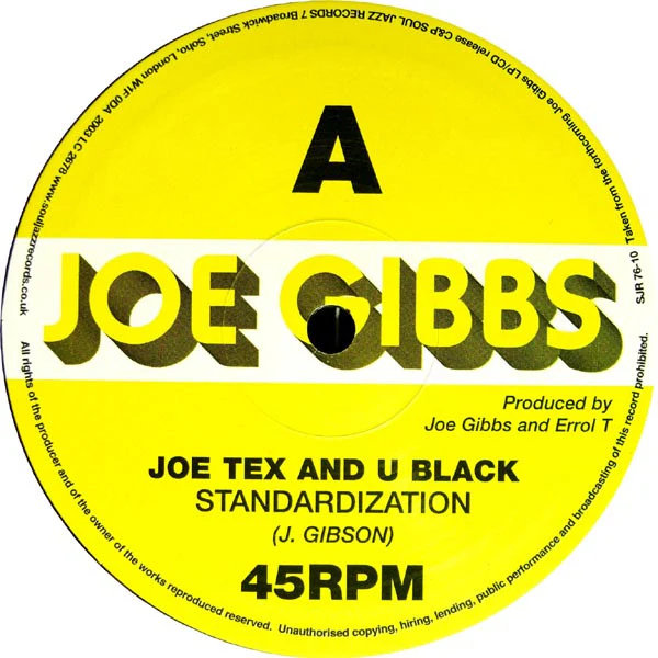 JOE TEX (2) & U BLACK / JOE GIBBS & THE PROFESSIONALS, Standardization / Colour TV (Soul Jazz Records; SJR 076-10, UK 2003, Company Sleeve) 10" VG+/VG+ - Image 3